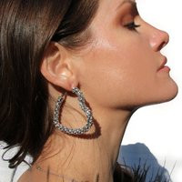 Silver Crystal Heart Hoop Earring | Etsy (US)