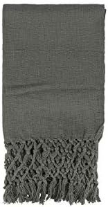 Creative Co-Op 50" L x 60" W Woven Cotton Crochet & Fringe Throw, Charcoal | Amazon (US)