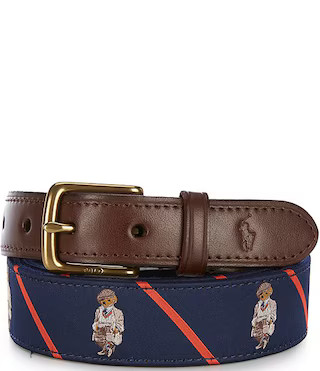 Polo Ralph Lauren Leather-Trim Navy Bear Belt | Dillard's | Dillard's