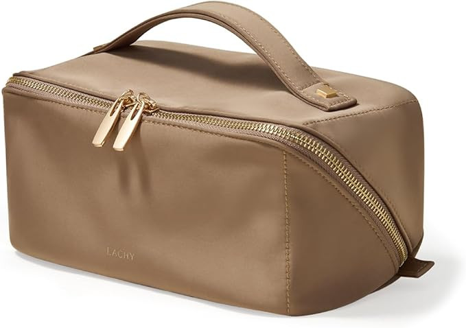 EACHY Travel Makeup Bag,Large Capacity Cosmetic Bags for Women,Waterproof Portable Pouch Open Fla... | Amazon (US)