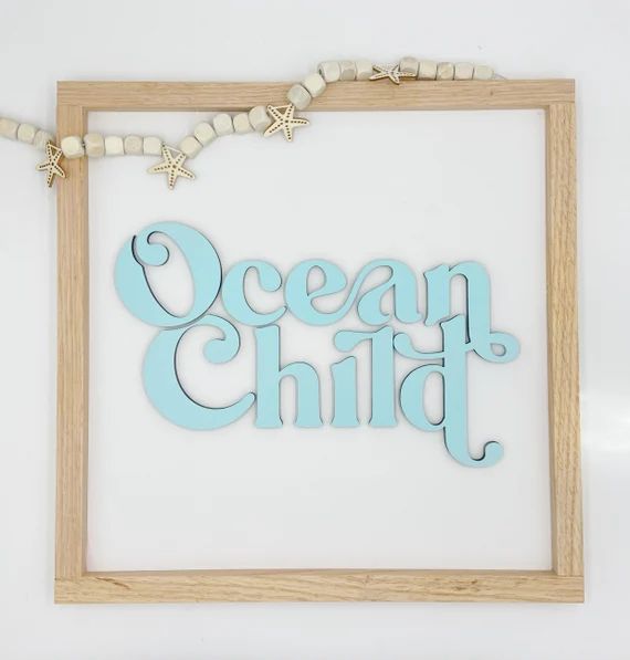 Ocean Child  Summer Decor  Summer Sign  Bookshelf Sign  | Etsy | Etsy (US)