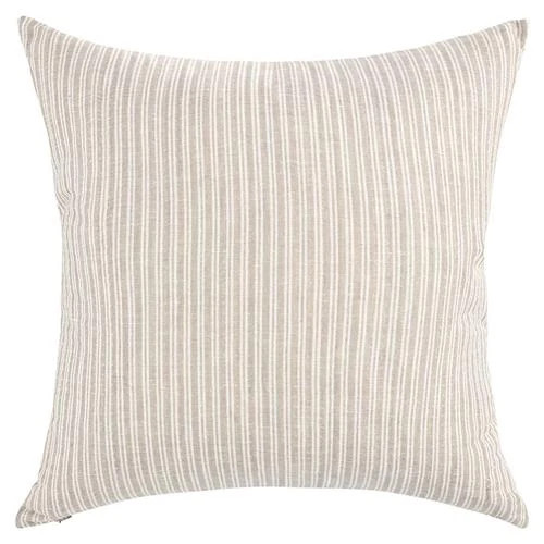 Fiona Modern Classic Light Brown Cotton Stripe Decorative Throw Pillow -22x22 | Kathy Kuo Home