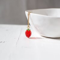 strawberry Pendant Necklace, Glass Charm Cottagecore Jewellery, Cute Whimsical Gift | Etsy (US)