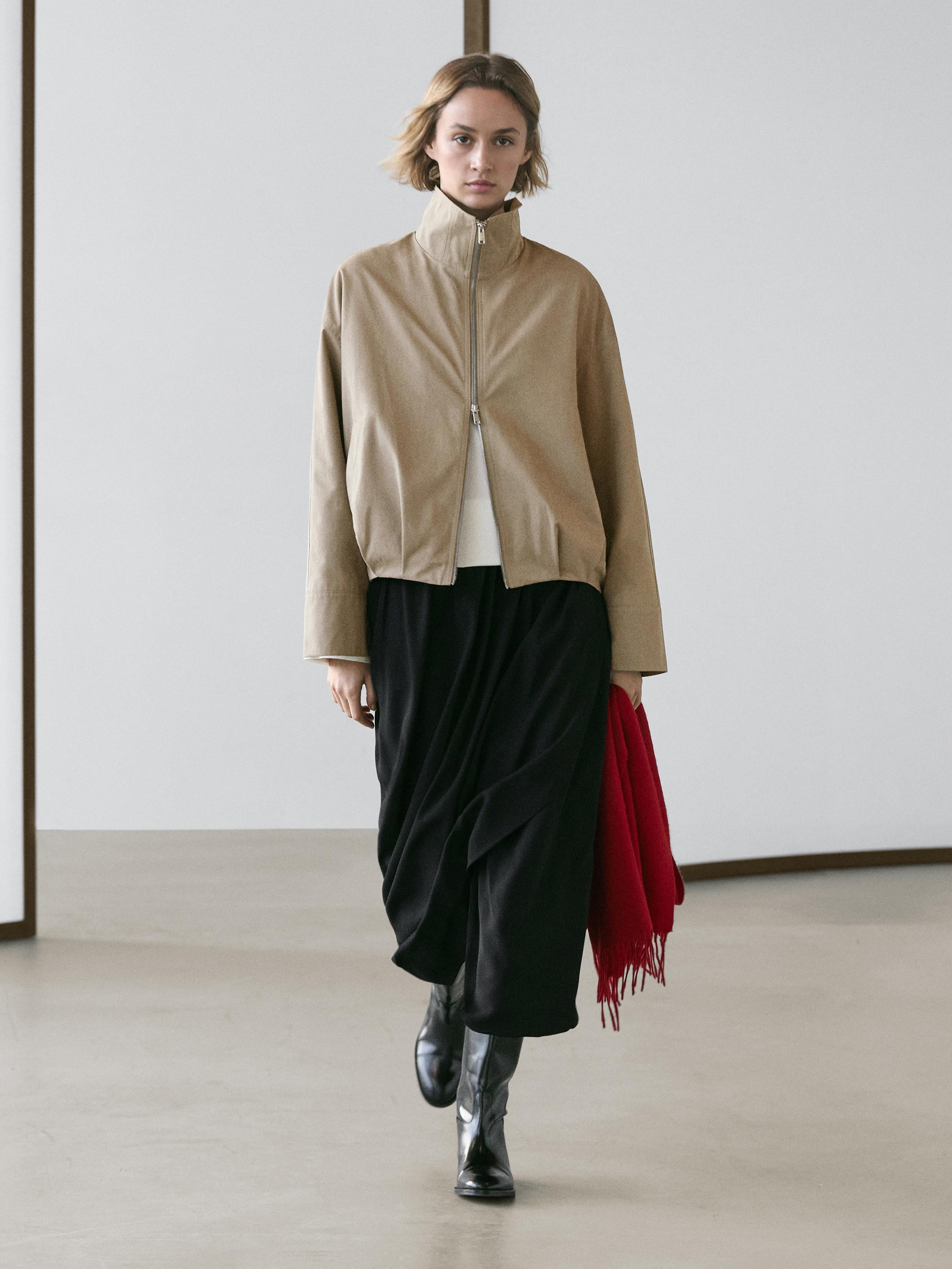 Cotton blend bomber jacket | Massimo Dutti UK