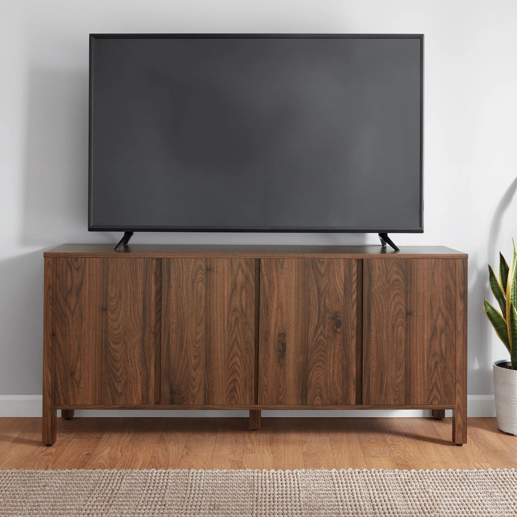 Mainstays 4-Door TV Console for TV’s up to 65”, Canyon Walnut Finish | Walmart (US)