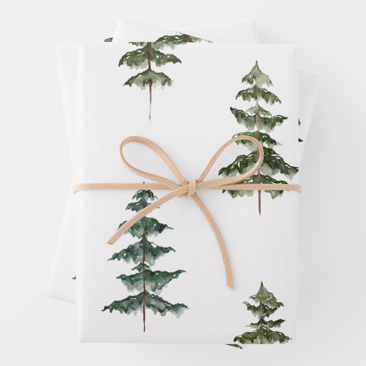 Modern Watercolor Christmas Green Pine Tree Wrappi Wrapping Paper Sheets | Zazzle | Zazzle