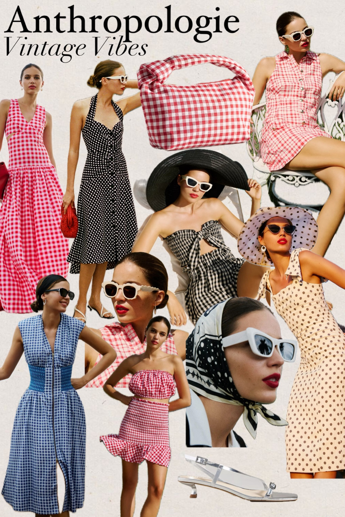Anthropologie Vintage Vibes
Gingham
Gingham dress
Amalfi coast outfit
Honeymoon outfit
Vacation outfit
Spring outfit
Summer outfit
Date night outfit
Floppy hat
Sunglasses
Kitten heels
Halter dress
Retro style
Marvelous Mrs. Maisel
Palm royale
Kristen wiig 
Polka dot dress

#LTKfindsunder50 #LTKshoecrush #LTKfindsunder100