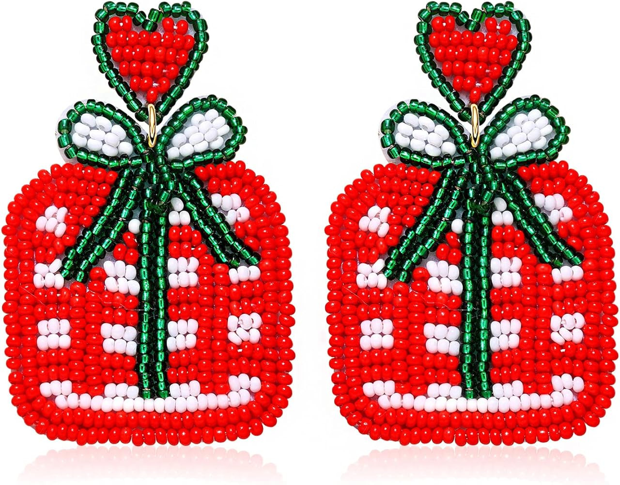 Beaded Christmas Earrings for Women Handmade Bead Xmas Tree Santa Clause Wreath Candy Cane Drop D... | Amazon (US)