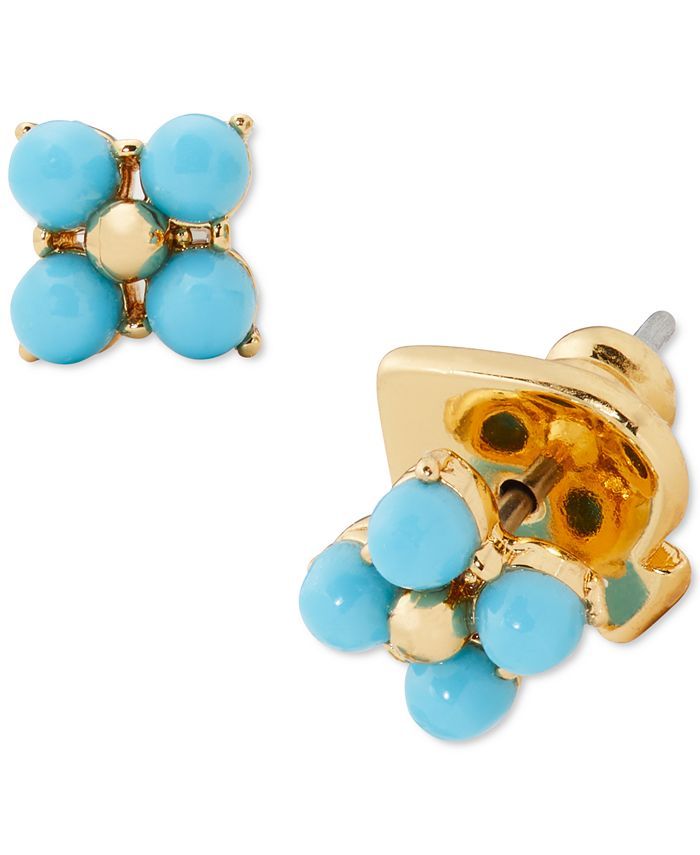 kate spade new york Gold-Tone Turquoise-Look Bead Forget-Me-Not Stud Earrings & Reviews - Earring... | Macys (US)