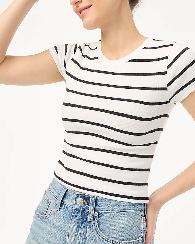 Striped cropped ribbed tee | J.Crew Factory