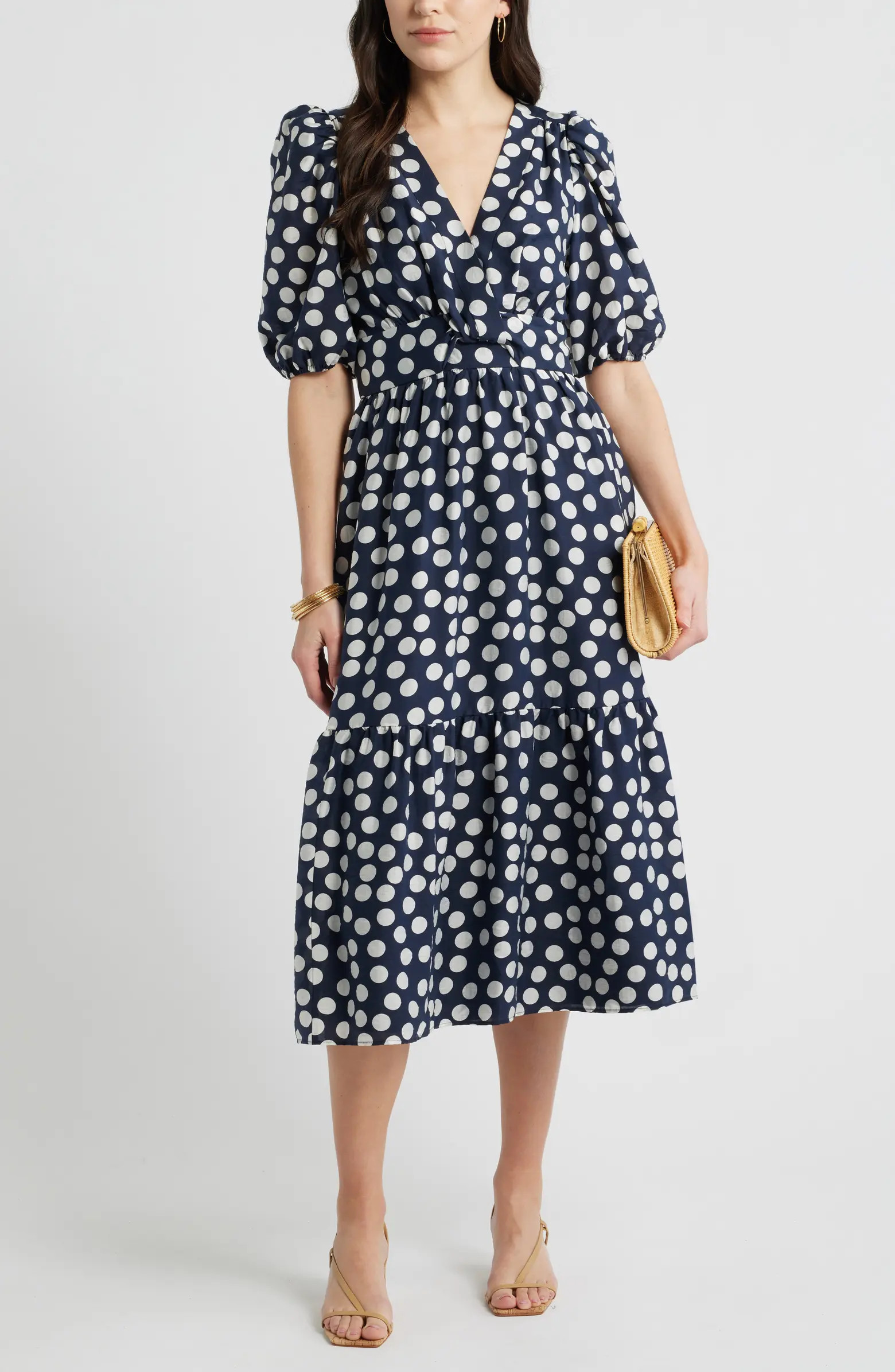 Twist Detail Allover Print Midi Dress | Nordstrom