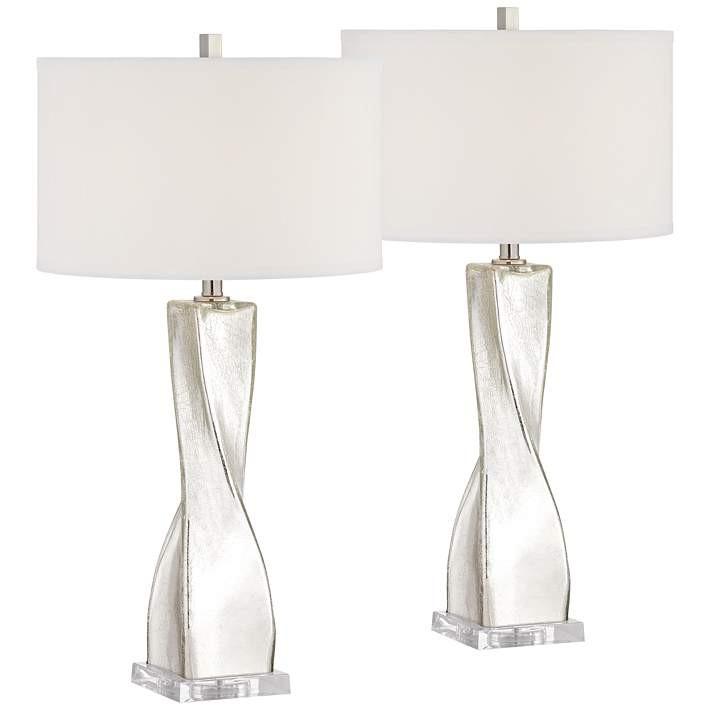 Pacific Coast Lighting Oirin Crackle Mercury Glass Table Lamps Set of 2 - #716W4 | Lamps Plus | Lamps Plus
