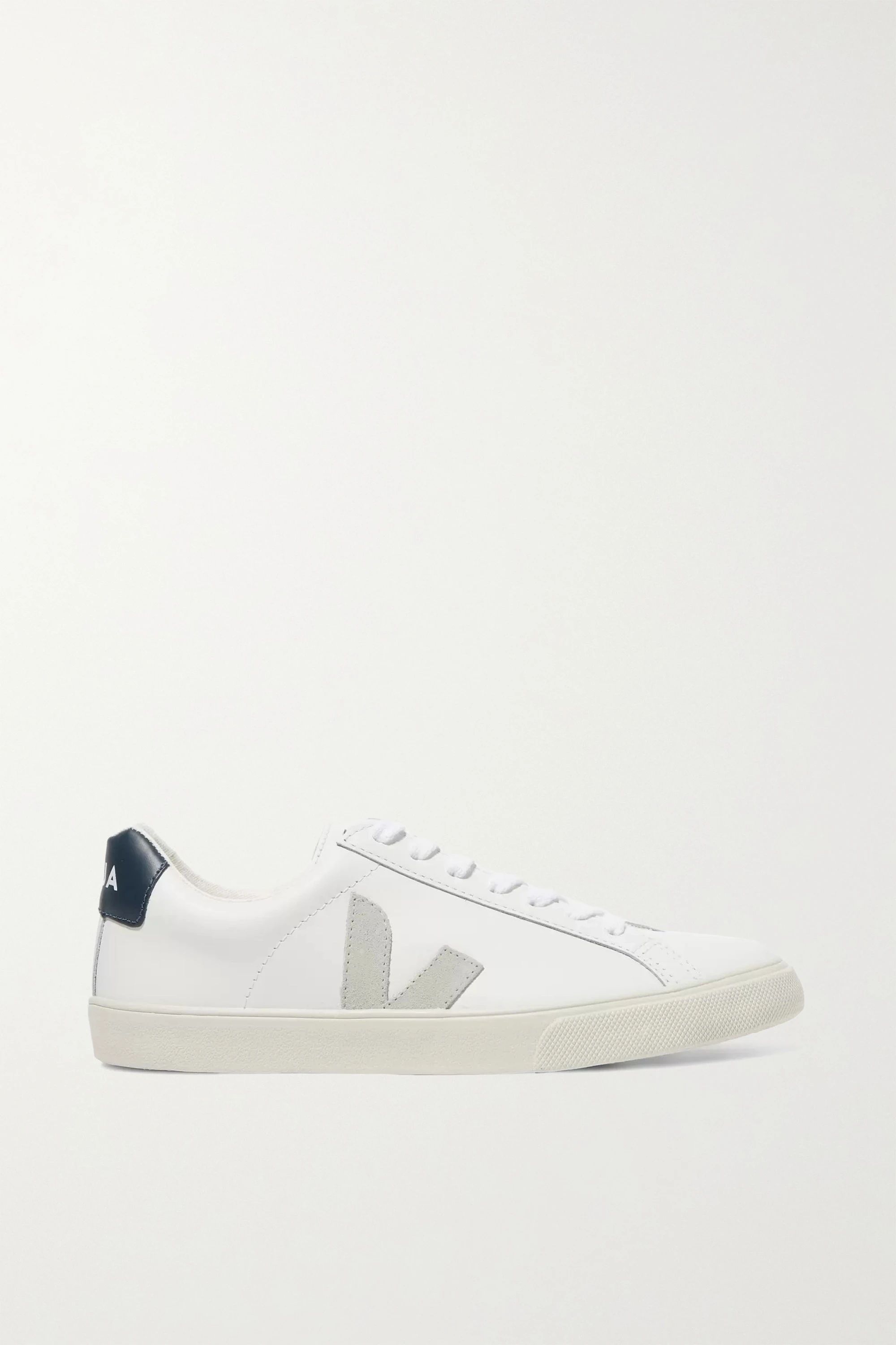 White + NET SUSTAIN Esplar suede-trimmed leather sneakers | Veja | NET-A-PORTER | NET-A-PORTER (US)