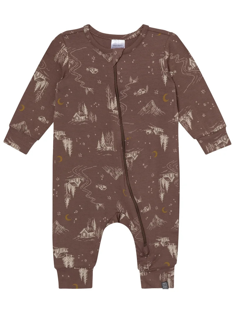 Modern Moments by Gerber Neutral Two-Way Zip Viscose Coverall, Sizes Newborn - 24 Months | Walmart (US)