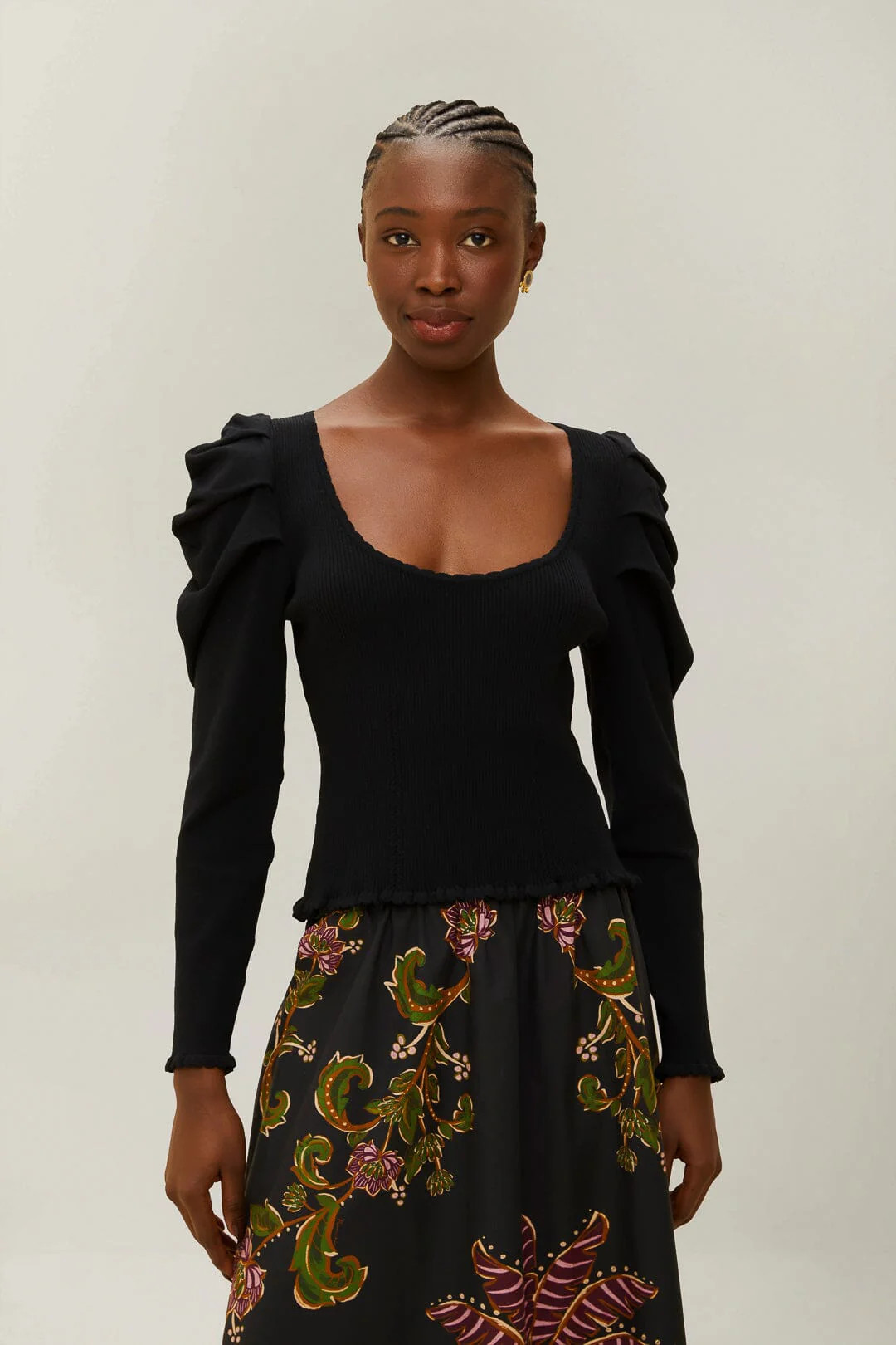 Black Knit Blouse | FarmRio (US)