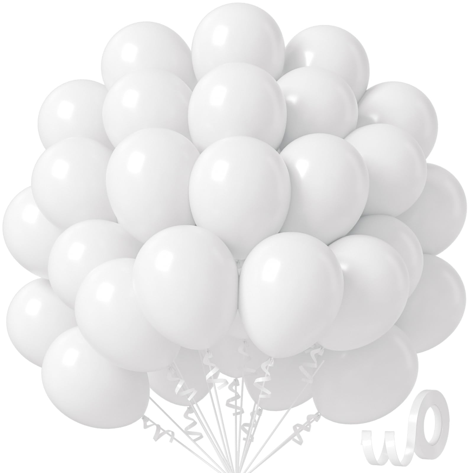 White Balloons 12 inch, White Latex Balloons 50pcs Party Balloon for Engagement Bachelorette Brid... | Amazon (US)