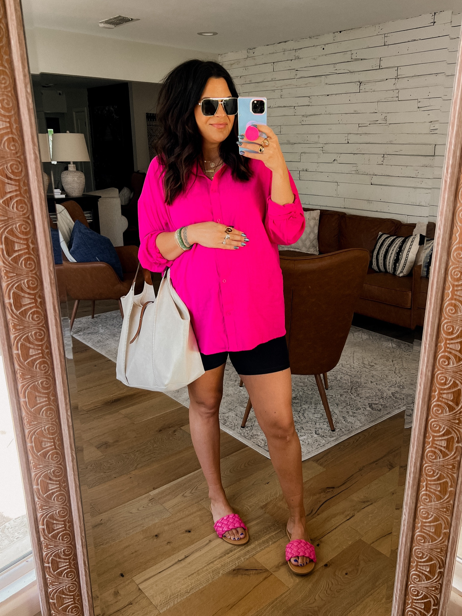 Comfy bumpfriendly summer look
Amazon oversized button up: XL
Bike Shorts: XL
Sandals: TTS


#LTKunder50 #LTKstyletip #LTKSeasonal