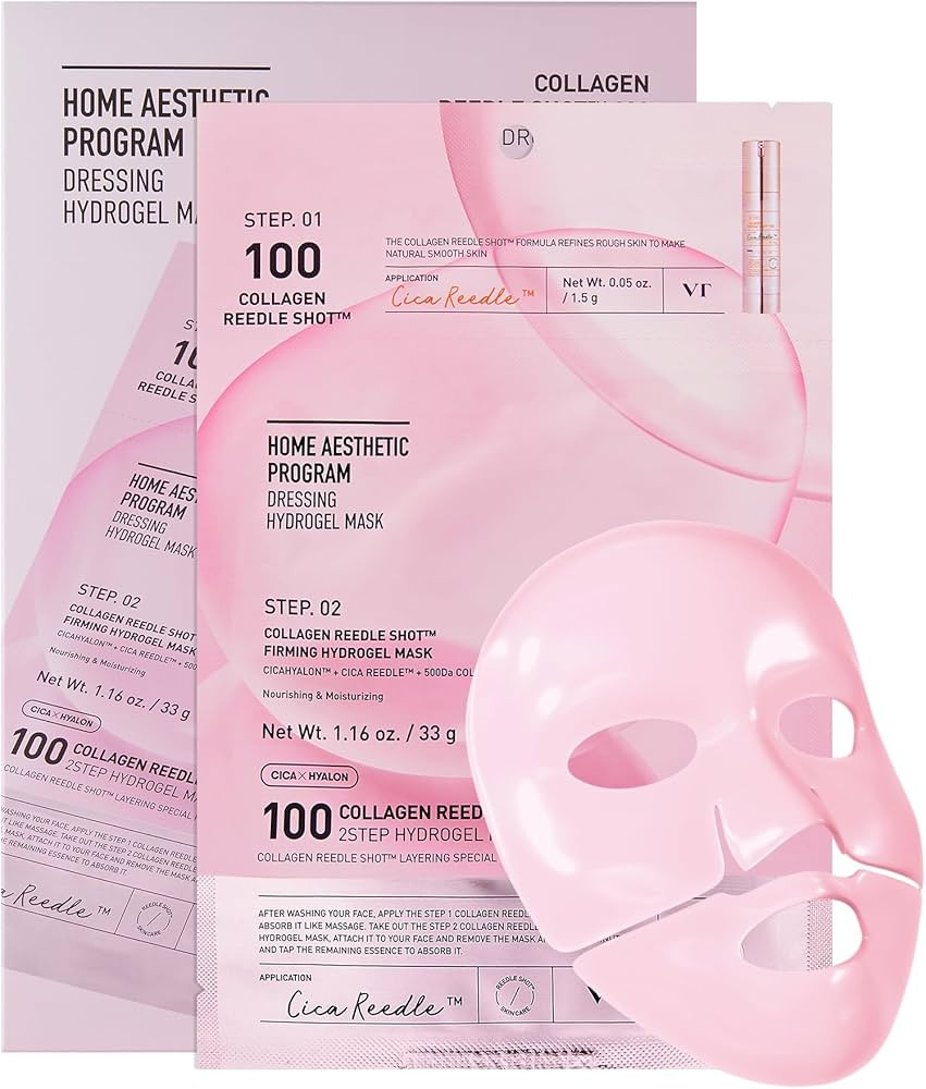 VT COSMETICS Collagen Reedle Shot 100 2-Step Hydrogel Mask(34.5gx4ea), Intensive Firming, Exosome... | Amazon (US)
