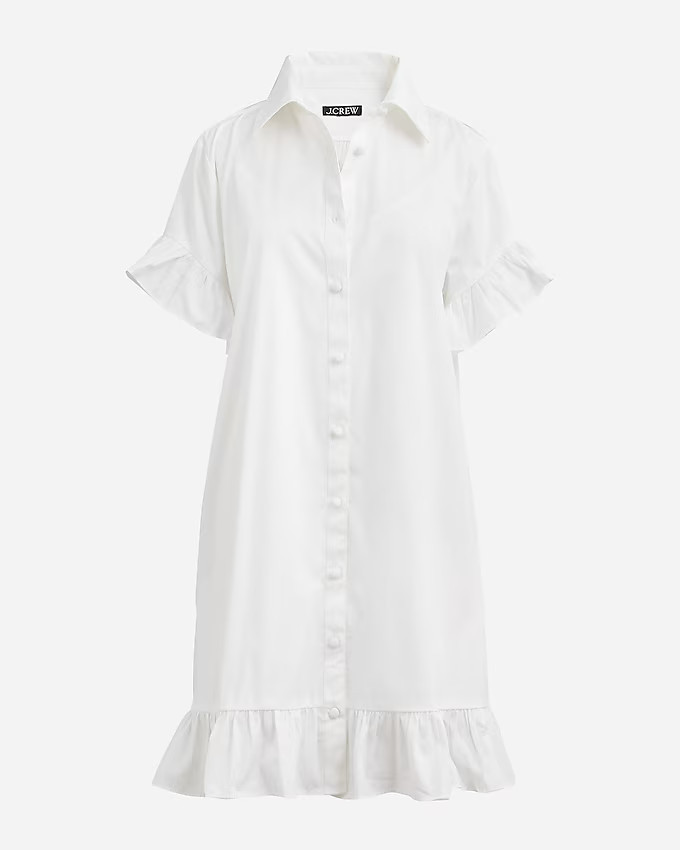 Ruffle-hem shirtdress in cotton poplin | J. Crew US