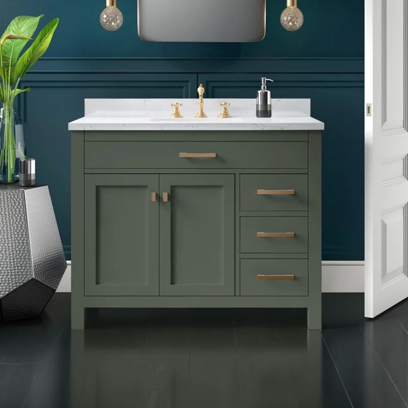 Atencio 42'' Free-standing Single Bathroom Vanity with Engineered Stone Vanity Top | Wayfair North America