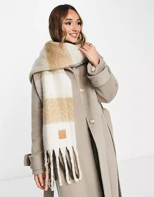 River Island check scarf in cream | ASOS (Global)