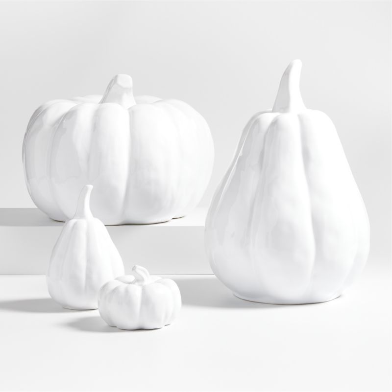 White Ceramic Pumpkin | Crate & Barrel | Crate & Barrel