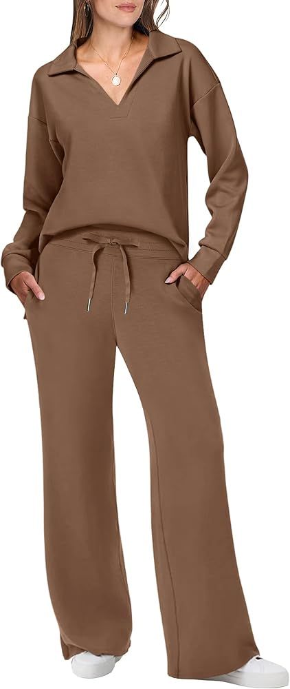 ANRABESS Womens 2 Piece Outfits Sweatsuit Long Sleeve Oversized Sweatshirt Sweatpants Tracksuit S... | Amazon (US)