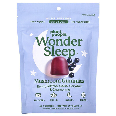 Plant People, WonderSleep®, Mushroom Gummies, Wild Elderberry, 60 Gummies | iHerb