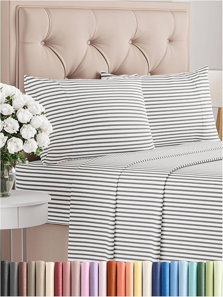 Queen Size 4 Piece Sheet Set - Comfy Breathable & Cooling Bed Sheets Set - Hotel Luxury Bedding f... | Amazon (US)