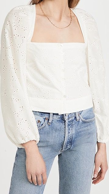Clover Broderie Anglaise Square Neck Top | Shopbop