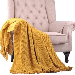 Home Soft Things Jumbo Knitted Tweed Throw Blanket (Lemon Curry) | Bed Bath & Beyond