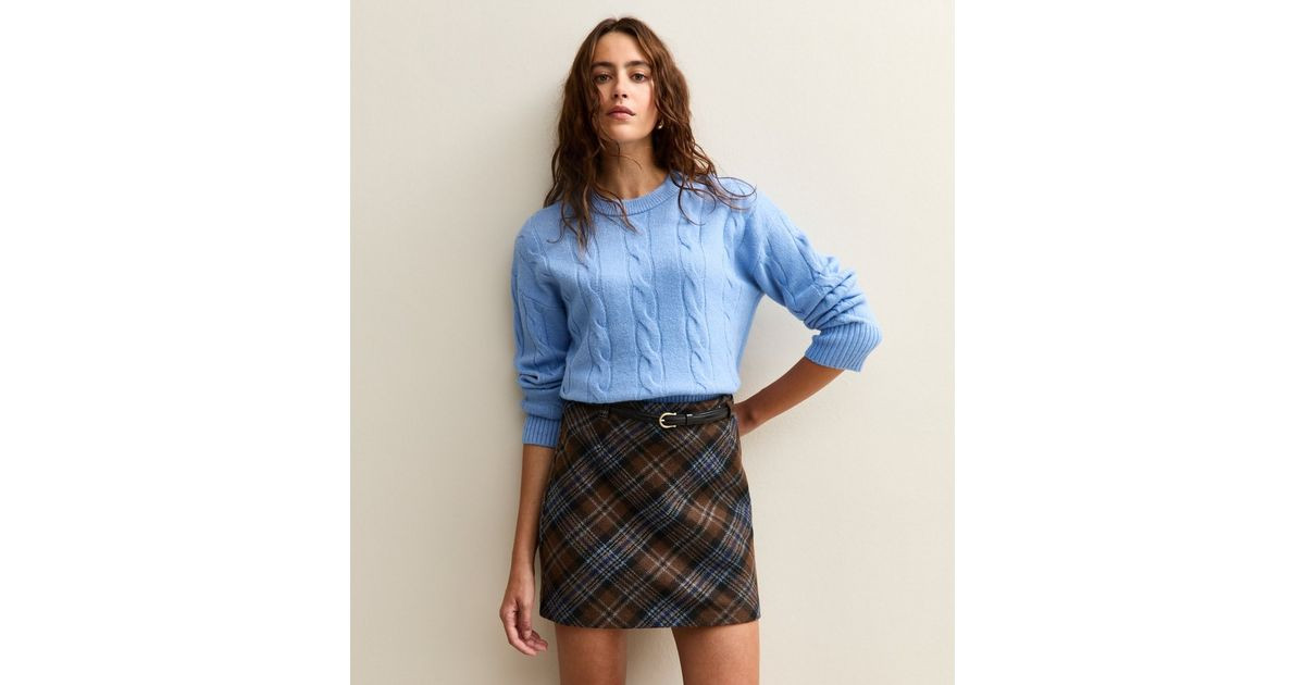 Brown Brushed Check Mini Skirt | New Look | New Look (UK)