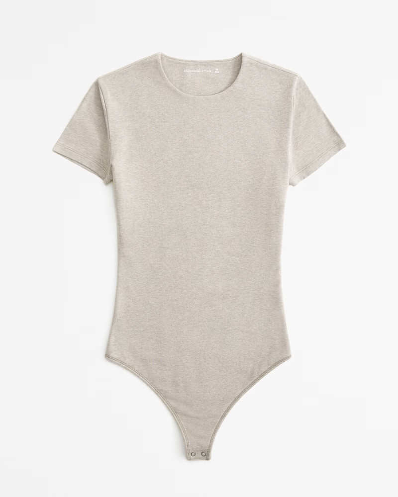 Short-Sleeve Cotton-Blend Seamless Fabric Crew Bodysuit | Abercrombie & Fitch (US)