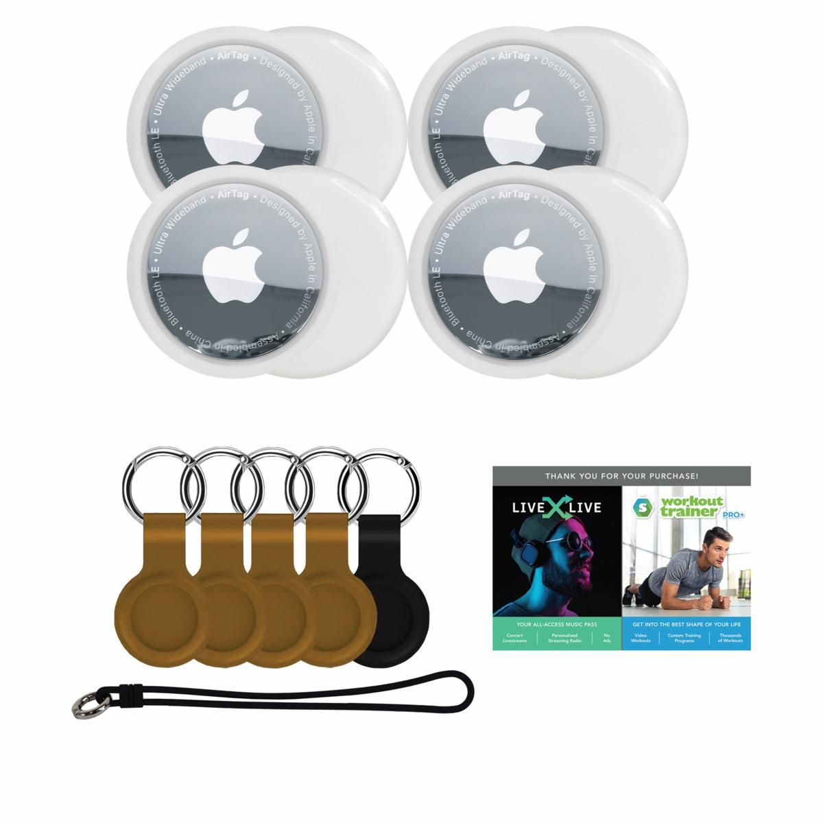 Apple AirTag 4-pack Bundle with Keychains, Luggage Tag & Voucher - 20195473 | HSN | HSN