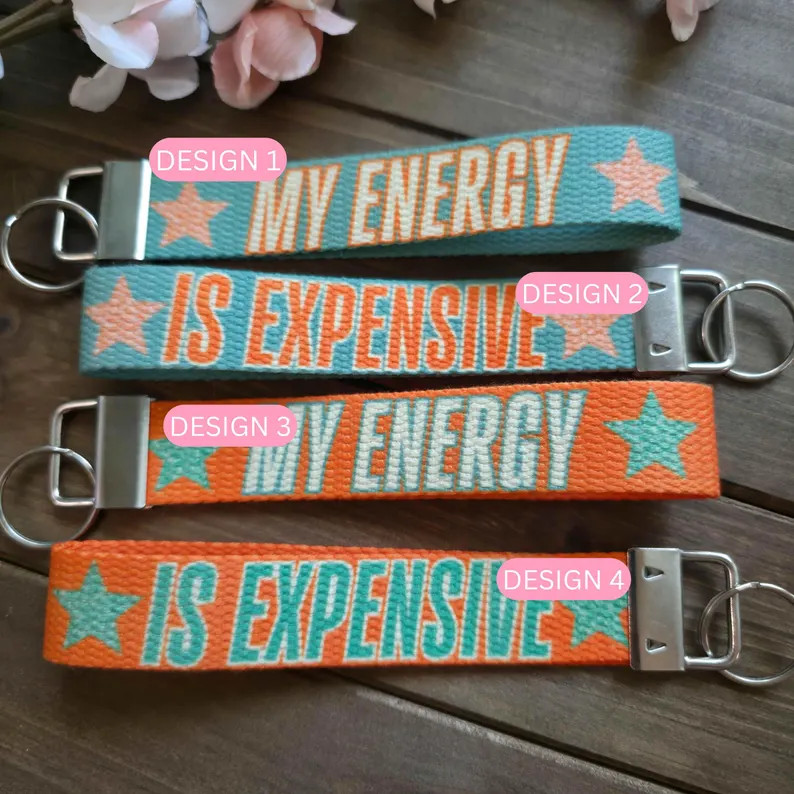 My Energy is Expensive Wristlet Keychain, Orange Green Showgirl Gifts, Handmade Showgirl Car Acce... | Etsy (US)