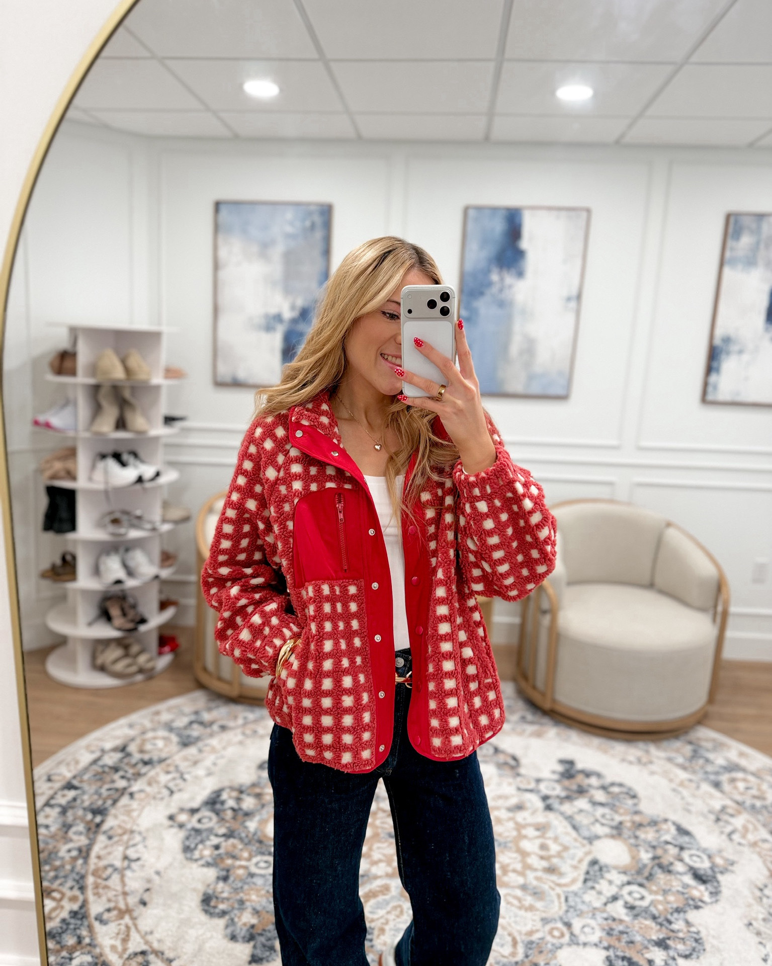 How fun is this red check jacket?! Cozy, warm, and adds the cutest pop of color for winter. Perfect for running errands or grabbing a coffee when you still want to look pulled together. Wearing a small and it fits great over layers!

#LTKSeasonal #LTKFindsUnder100 #LTKTall