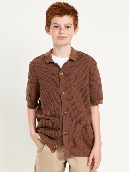 Sweater-Knit Button-Front Shirt for Boys | Old Navy (US)