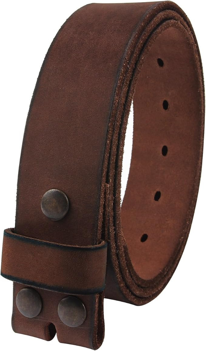 NPET Men's Full Grain Leather Belt Vintage Distressed Style with Snap-On Strap 1 1/2" Wide withou... | Amazon (US)
