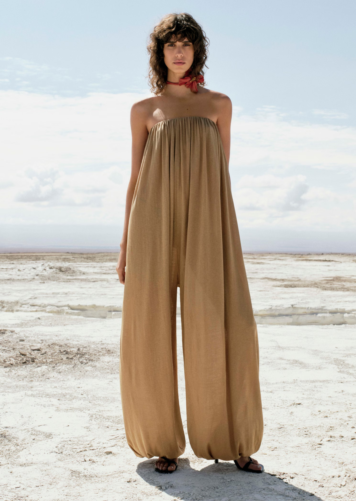 Strapless jumpsuit with puffed hem | Mango (US/MX/AU)