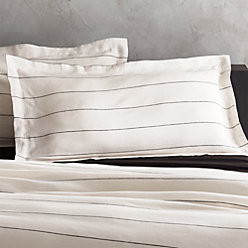 Linen Pinstripe Duvet Cover Full/Queen | CB2