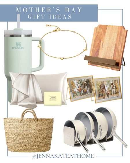 Be sure to get Mom something special for Mother’s Day like silk pillowcases, woven baskets, Caraway nontoxic pots and pans, wood cookbook holder, gold floating frames, heart bracelet, or a new Stanley cup

#LTKHome #LTKFamily