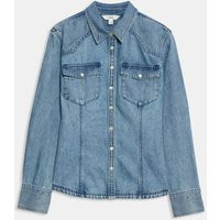 M&S Collection Women's Denim Western Shirt - 12REG - Blue Denim, Blue Denim | Marks & Spencer (UK)