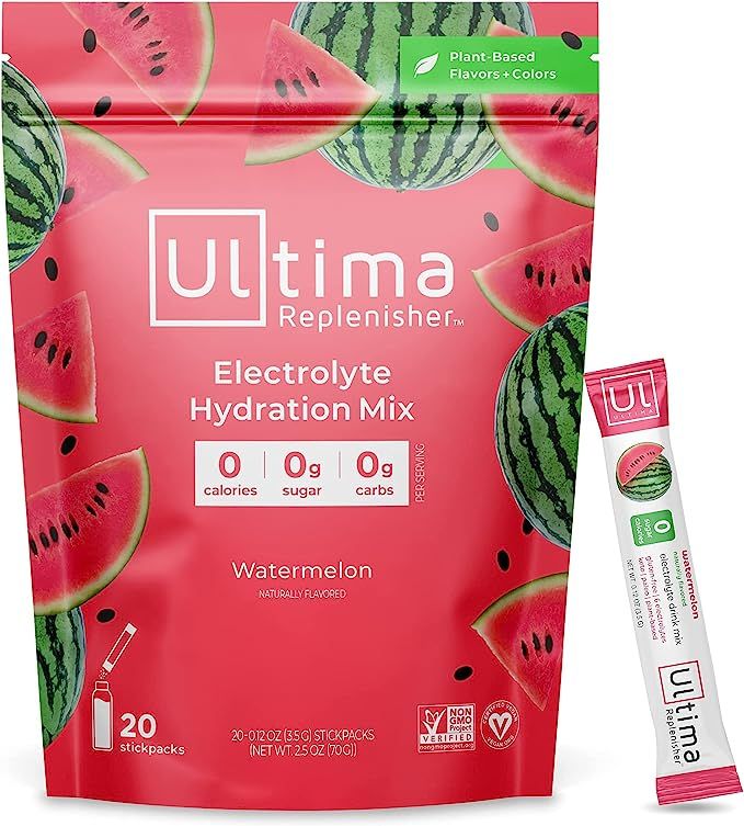 Ultima Replenisher Electrolyte Hydration Powder, Watermelon, 20 Count Stickpacks Pouch - Sugar Fr... | Amazon (US)