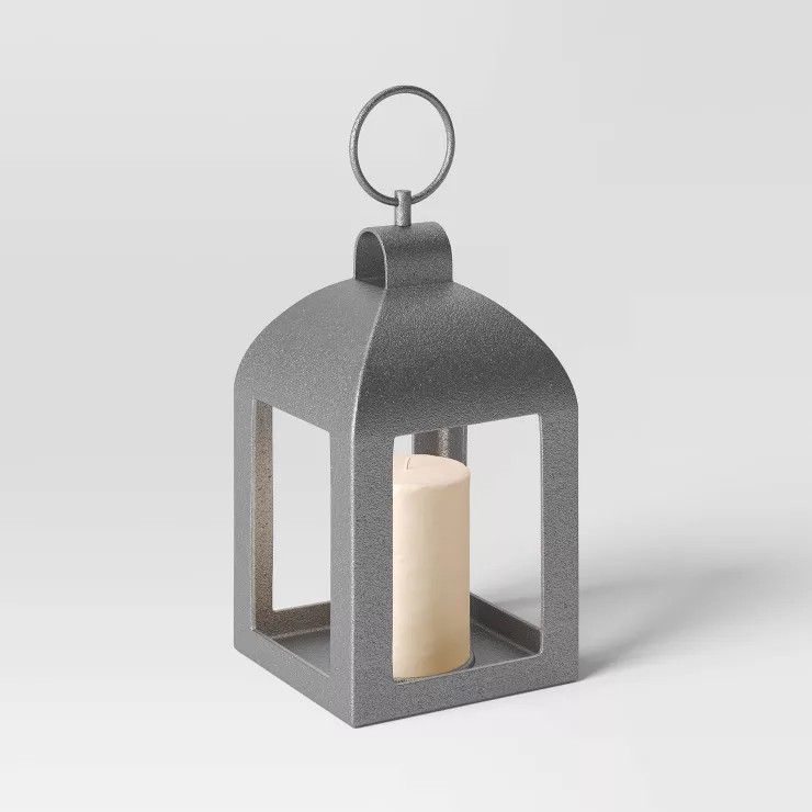 Aluminum Outdoor Lantern Candle Holder Dark Silver - Smith & Hawken™ | Target