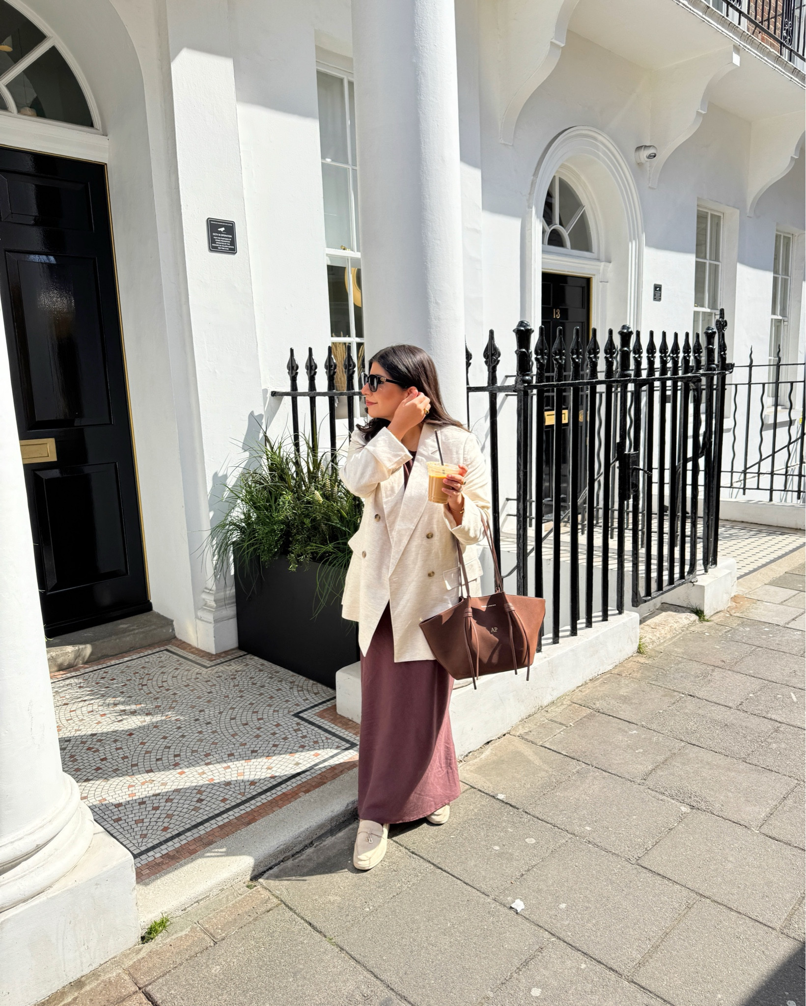 Effortless Spring / London Look

Stepping into spring neutrals with my go-to layering combo! This chocolate linen maxi skirt from last year paired with an oversized cream blazer (new in) is giving comfy-chic energy all day long. 

I added my comfy most worn neutral loafers, a structured brown suede tote, and classic sunnies to finish the vibe. 

Perfect for brunch dates or casual city strolls.

Blazer - size S oversized
Skirt - 10
Loafers - true to size 

modest outfit, linen outfit, modest skirt, petite skirt 


#LTKpetite #LTKmodest #LTKspring