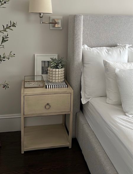 Bedroom furniture for a smaller sized condo / apartment 
•These nightstands are reasonably priced and smaller than the average nightstand with a roomy drawer
•Our bed offers a lot of storage with the 4 under bed drawers (we have the Queen size)
•Faux olive tree is linked on my Amazon page (Amazon.com/shop/ExtraPetite)

#LTKhome