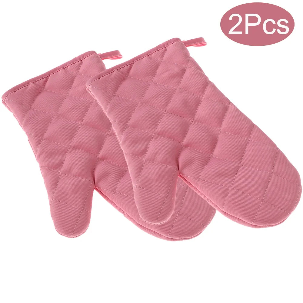 2Pcs/Set Pink High-temperature Thick Hot Insulation Microwave Oven Gloves Cooking Cotton Oven Mit... | Walmart (US)