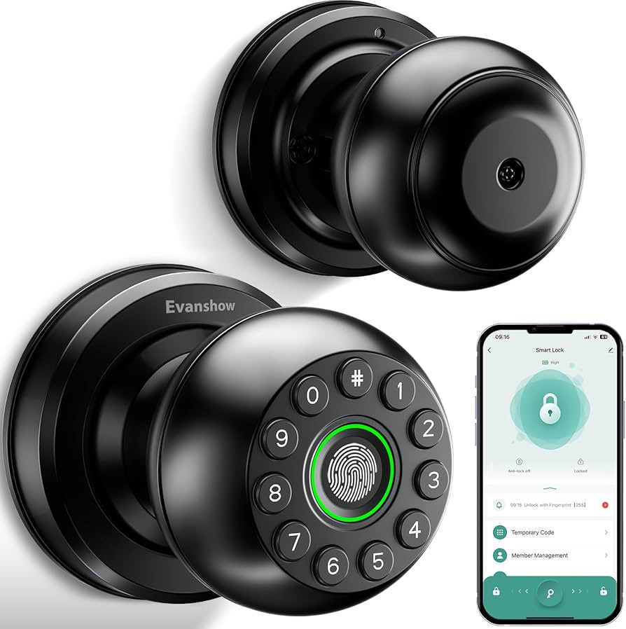 Smart Door Knob Fingerprint Lock 4-in-1 Keyless Entry (Fingerprint/App/Code/Key) Biometric Door w... | Amazon (US)