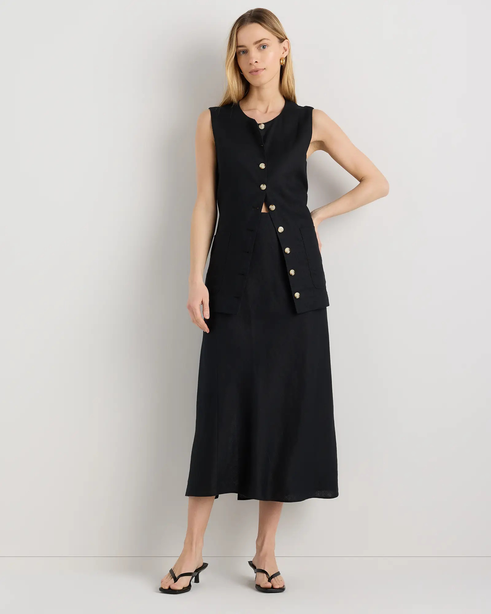 100% European Linen Midi Slip Skirt | Quince