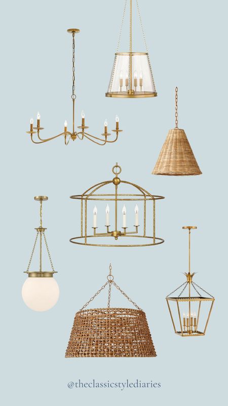 Brass and woven chandeliers and pendants. Some are on sale! Check out my Instagram to see which pendants go with which chandeliers. All light fixtures linked! Perfect for a kitchen, breakfast nook, dining room, and more  

#LTKstyletip #LTKhome